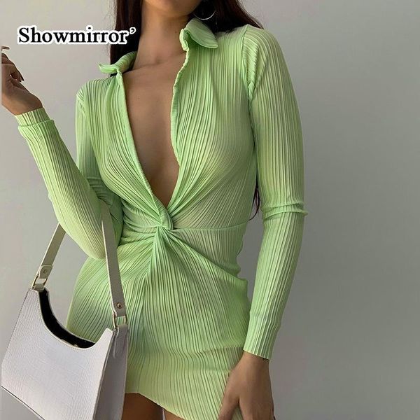 

casual dresses showmirror autumn fashion turn-down collar shirt dress ruched v neck long sleeve button up mini vestido clothes, Black;gray
