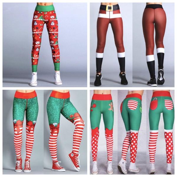 

yoga outfits christmas pants women high waist sport gym leggings fitness sportswear quick dry trousers, White;red