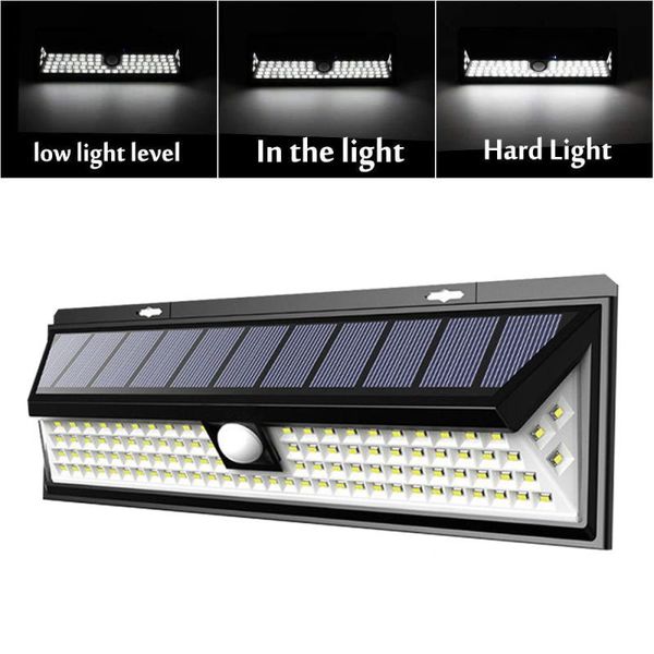 

solar 90/118 led wall light outdoor safety lighting night waterproof ip65 motion sensor detector remote smart home control