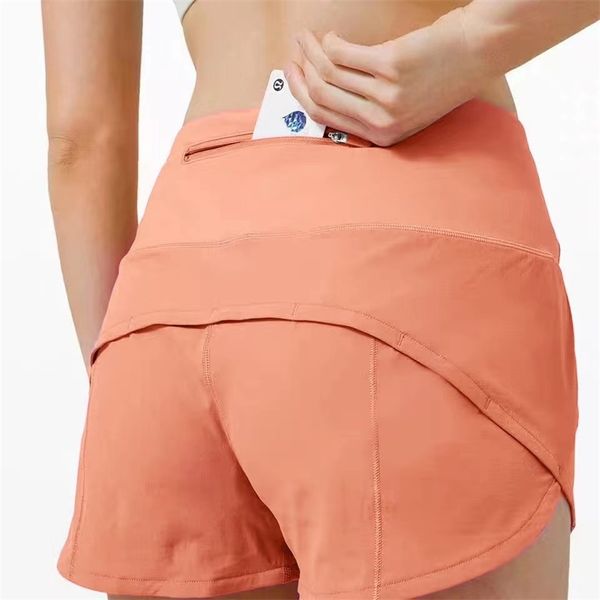 

lulu elastic high waist quick drying leisure sports shorts for women, Black