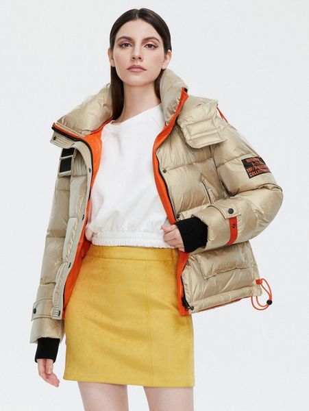 

gasman letter graphic patched colorblock puffer winter coat k2lc#, Black