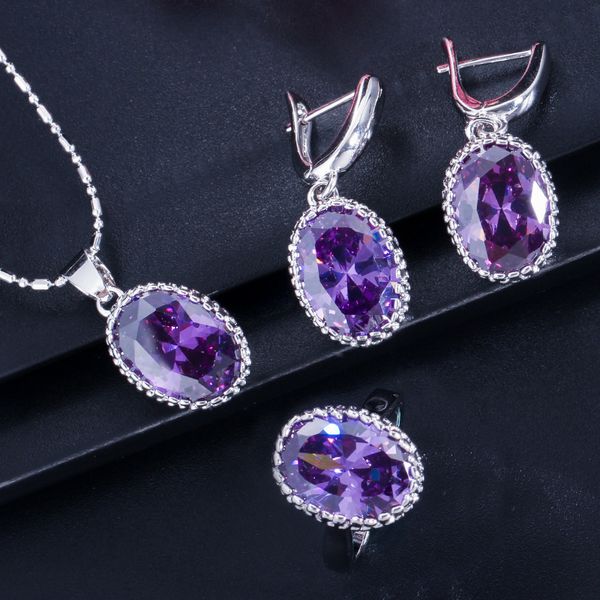 

korean high-end fashion chain zircon necklace ring earring jewelry set, Silver