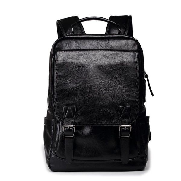 

backpack simple black large capacity mens leather for travel casual mochila men daypacks travle