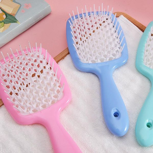 

hair brushes wide teeth air cushion combs women scalp massage comb brush hollowing out home salon diy hairdressing tool, Silver