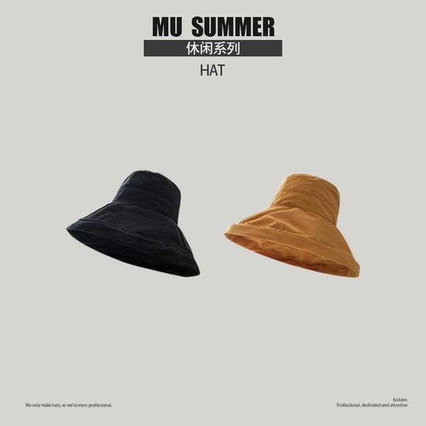 

wide brim hats 2021 summer outing sunshade bucket hat for woman yellow red white pink 6 color optional wide-brimmed, Blue;gray