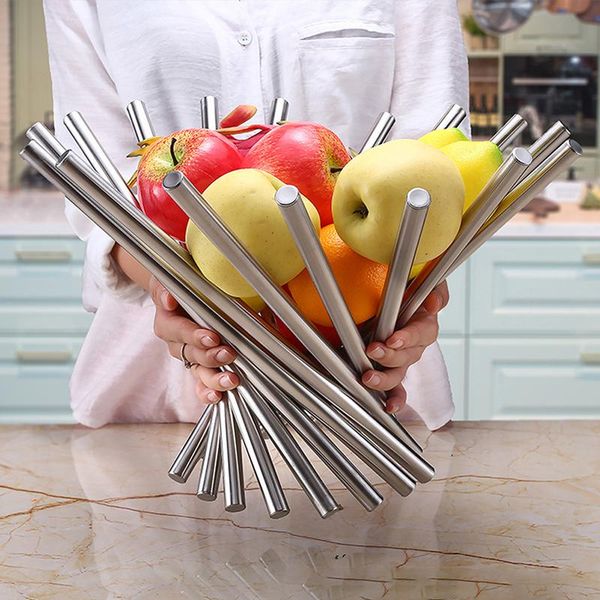 

storage baskets home stainless steel foldable fruit basket tray multi removable