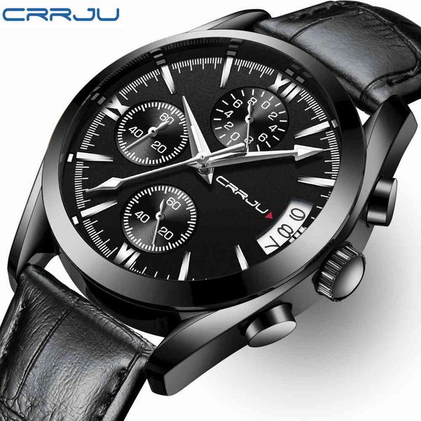 

crrju brand luxury mens watches male military sport luminous steel watch business quartz-watch man clock relogio masculin 210517, Slivery;brown