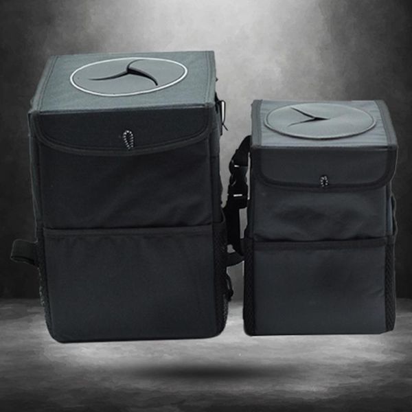 

waterproof foldable garbage car trash can with lid bin waste basket storage bag organizer pockets