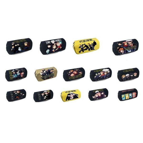 

jujutsu kaisen animation peripheral student pencil case canvas double zipper stationery bags