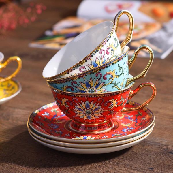 

cups & saucers luxury creative cup handmade nordic ceramic saucer spoon gold eco friendly tazas cafe kitchen drinkware db60bd