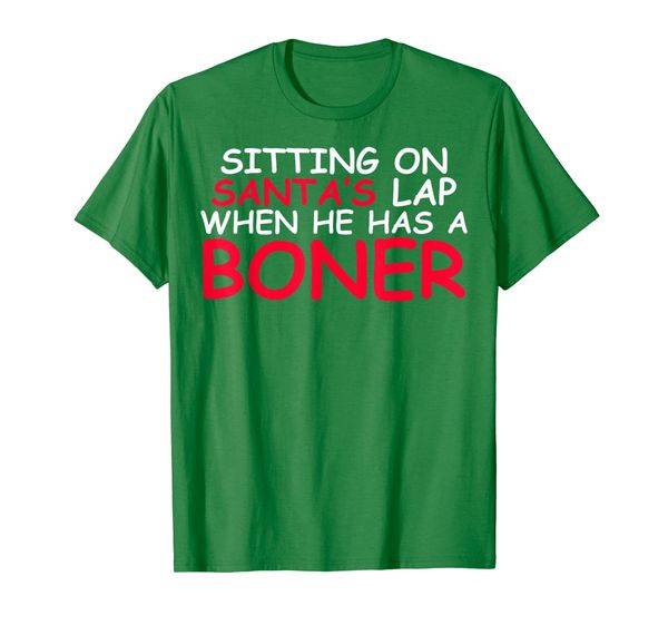 

sitting on santas lap when he has a boner t-shirt, White;black