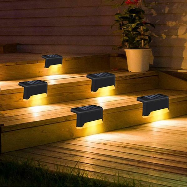 

4/8x solar powered fence deck lights wall stairs led outdoor garden lamp stair light waterproof step landscape floodlights
