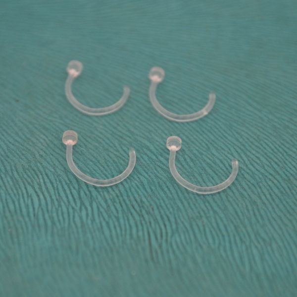 

open clear nose studs rings transparent retainers hide piercing flexible bioflex 20 gauge popular fashion body jewelry, Silver