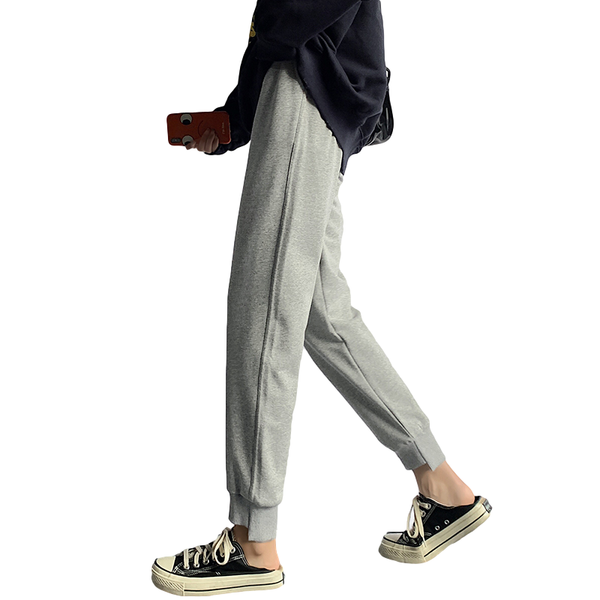 

sweatpants ankle-tied pants fashion woman spring loose thin jogging wander solid color korean students teenagers style trousers women's, Black;white
