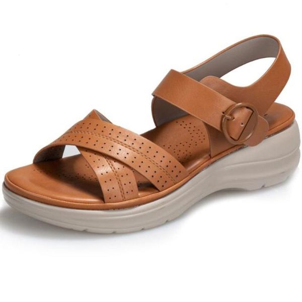 

sandals summer women's fashion casual solid color for girls muffin thick bottom flat beach shoes large size qq463, Black