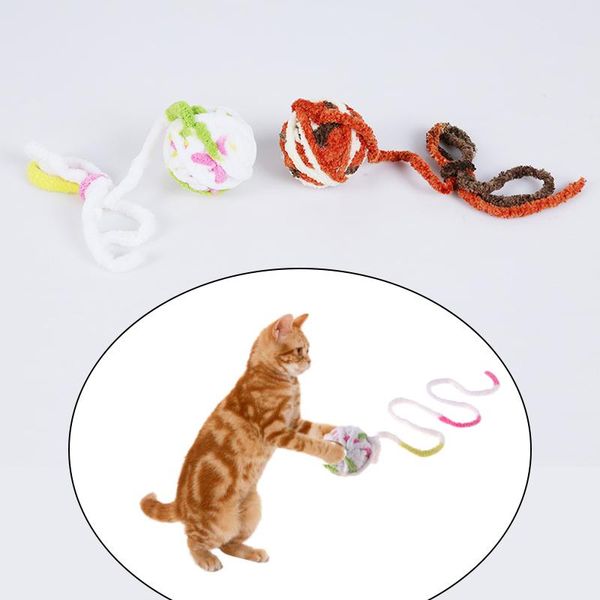 

cat toys pets rope ball bite colorful squeak pet puppy chew catch wool