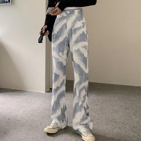

women's pants & capris women tie dye print fashion high waist cargo streetwear y2k retro straight trousers button jogger, Black;white
