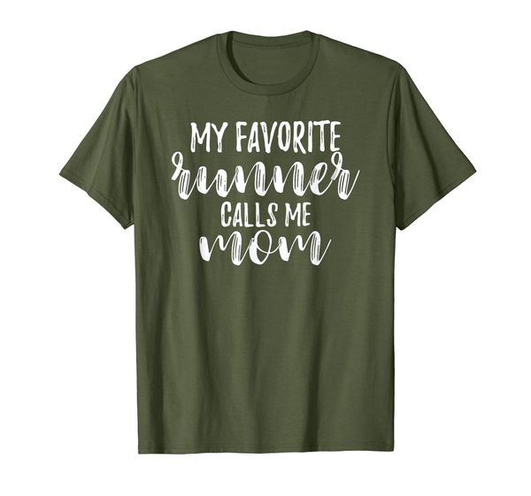 

my favorite runner calls me mom love my running sports mama t-shirt, White;black