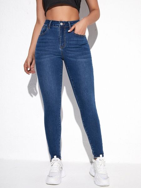 

high waist skinny jeans a7da#, Blue