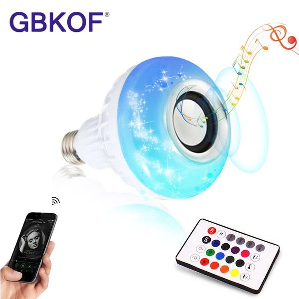 

bulbs bluetooth light bulb rgb smart led music play with 24 keys remote control 12w 110v 220v power e27 base changing color lamp