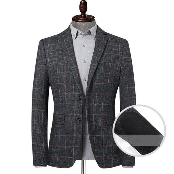 

men's suits & blazers blazer striped jacket elbow patch tweed coat business casual overcoat, White;black