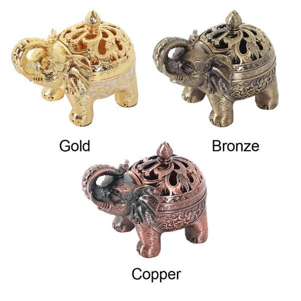

fragrance lamps vintage european style elephant holder indoor el with lid home decor office cone coil zinc alloy incense burner