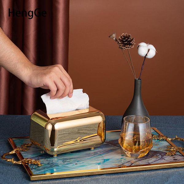 

tissue boxes & napkins luxurious gold box nordic home decor plastic material paper boxs bedroom nightstand storage living room decore
