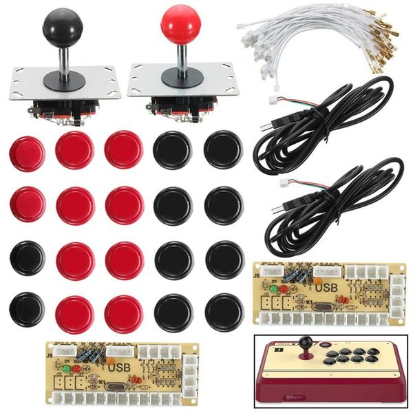 

game controllers & joysticks 1 set for 2 player zero delay joystick arcade diy led usb encoder+2 joystick+20 illuminated push buttons+28 cab