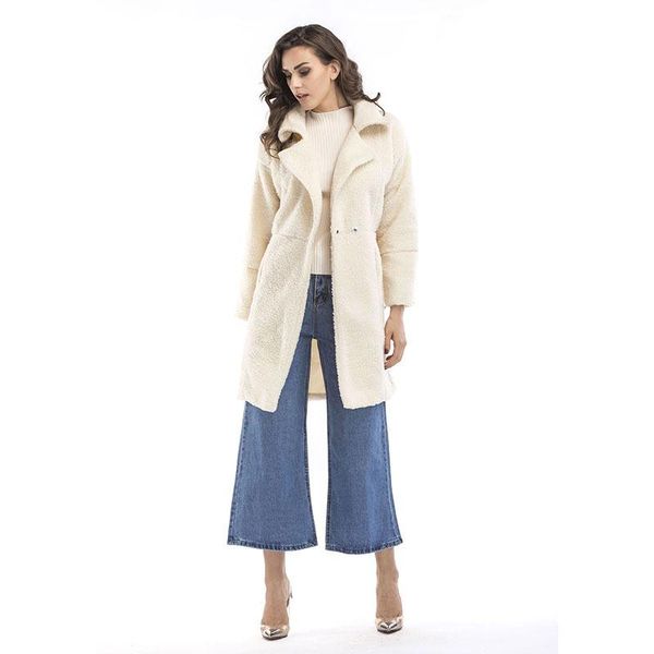 

women's fur & faux office ladies woolen coat casual fashion cardigan jackets 2021 women winter jacket long thick warm, Black