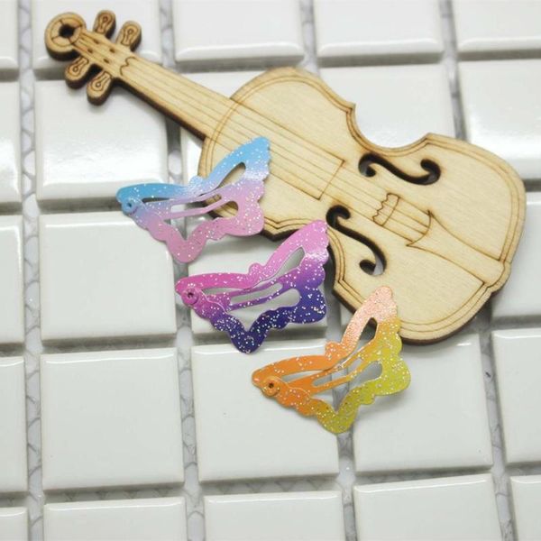 

hair accessories 12pcs cute baby butterfly five-pointed star paint gradient color effect bb clip hairpin, Slivery;white