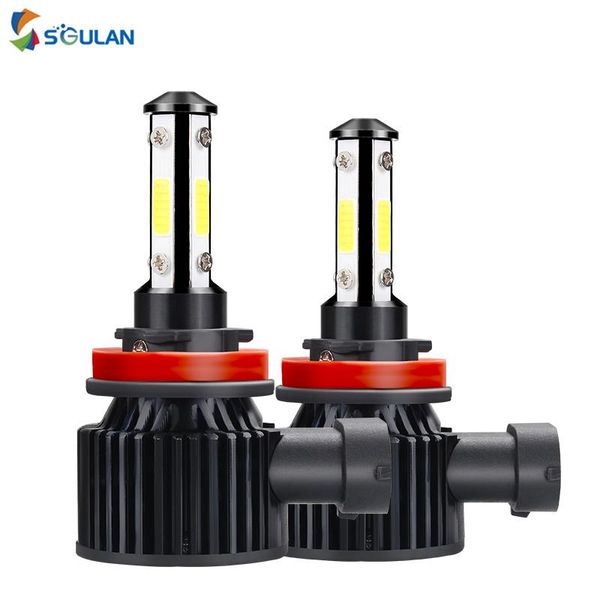 

car headlights 4pcs /2pairs led head lights super bright cob chip h1 h3 h4 h7 h11 motorcycle bulbs 9005 9006 9012 white auto headlamps