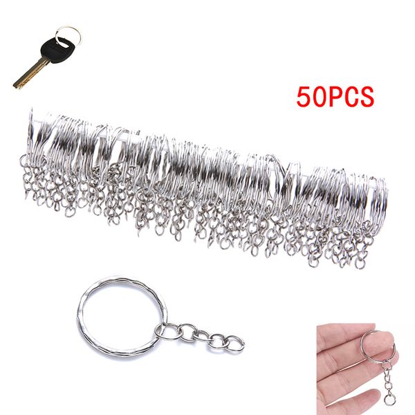 

Silver Plated Metal Blank Keyring Keychain Split Ring Keyfob Key Holder Rings Women Men DIY Key Chains Accessories
