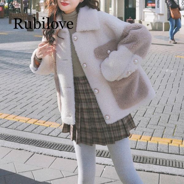 

women's jackets 2021 winter style short-height versatile joint fur korean-style lambs wool coat, Black;brown