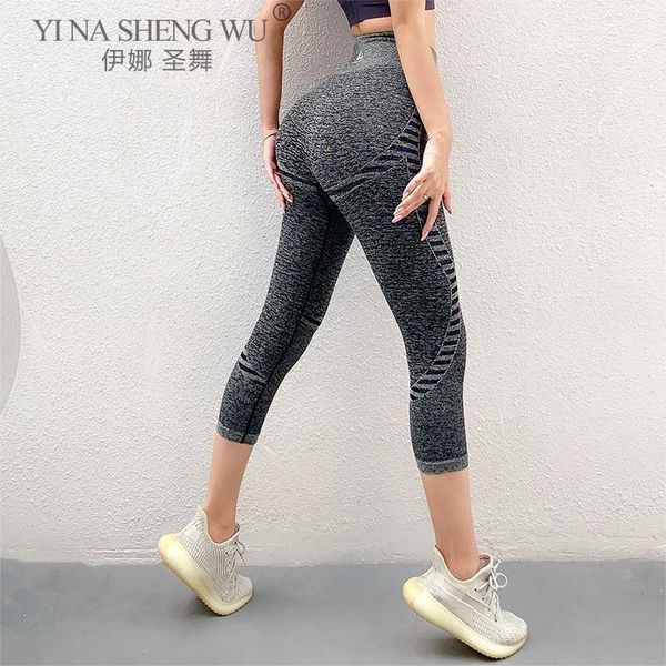 

yoga outfit women seamless sport leggings stretch high waist pants cropped pant gym running workout tights training femme
