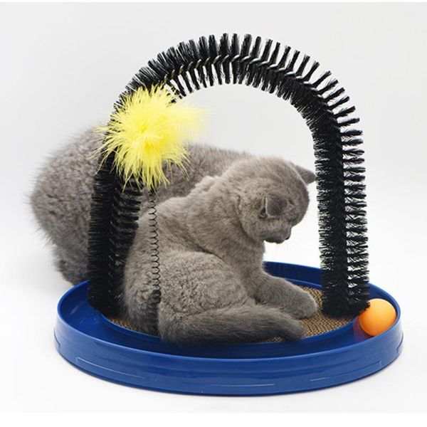 

funny pet cat toy self scratch hair brush grooming shedding massage feather toys catnip cats puzzle training