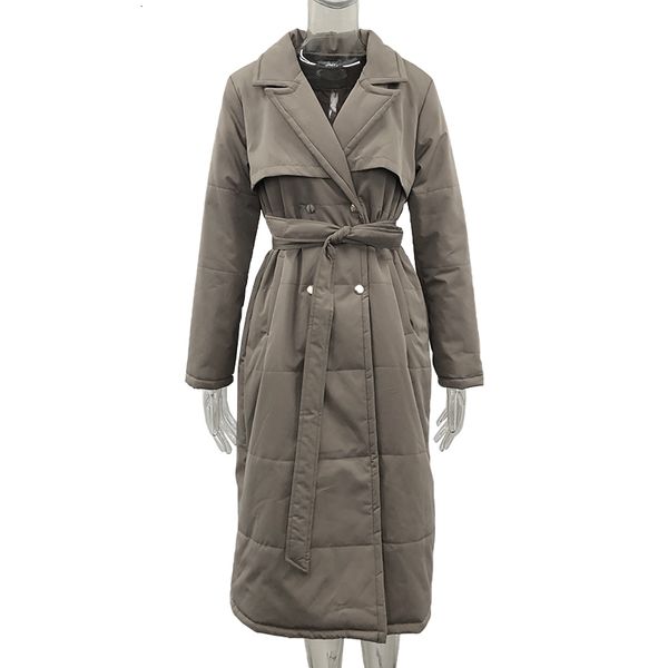 

women's down & parkas novalya double breasted fashion turn collar coats elegant army green cotton jackets female ladies h03r, Black