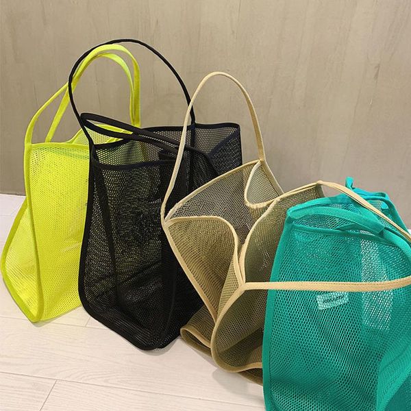 

outdoor bags women's 2021 ins wind transparent mesh single shoulder bag fashionable lightweight all-match shopping beach net