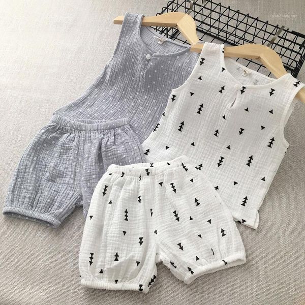 

clothing sets 2021 baby boys set summer kids short sleeve vest+shorts 2pcs suits children clothes toddlers 80 90 100 110 1201, White