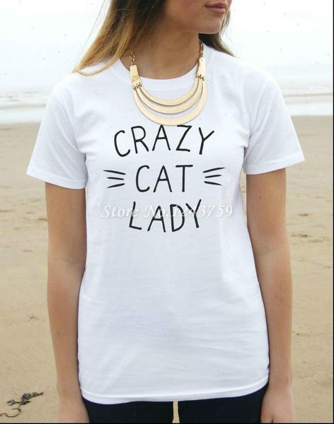 

crazy cat print cotton casual womens t shirt white black tee harajuku hipster street wear zt203 122