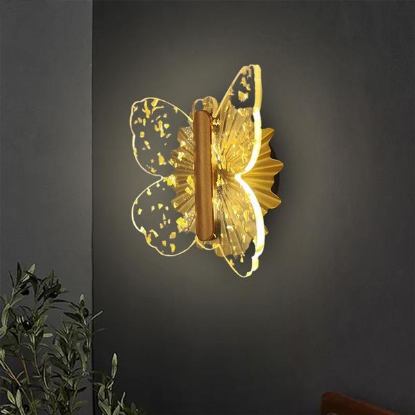 

wall lamp design light acrylic bedroom bedside decoration creative gold butterfly room corridor stairs aisle child wal