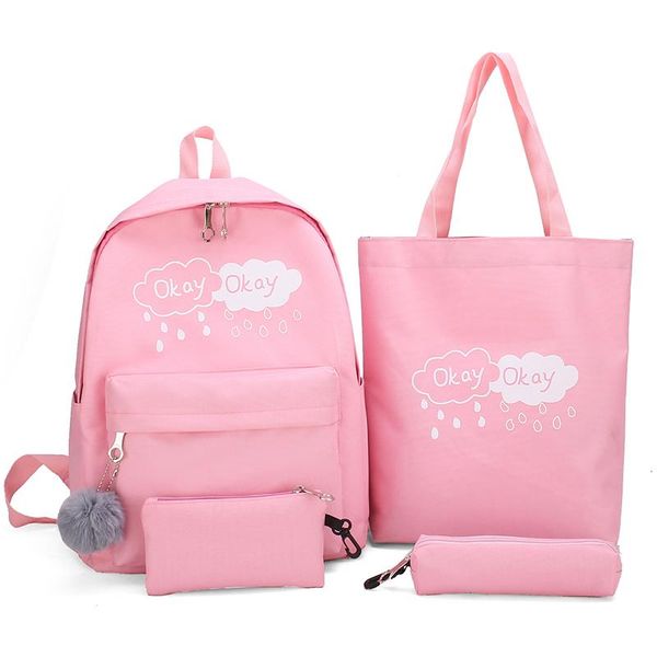 

outdoor bags 2021 fashion canvas backpack schoolbags school for girl teenagers casual children travel rucksack cute cloud printing