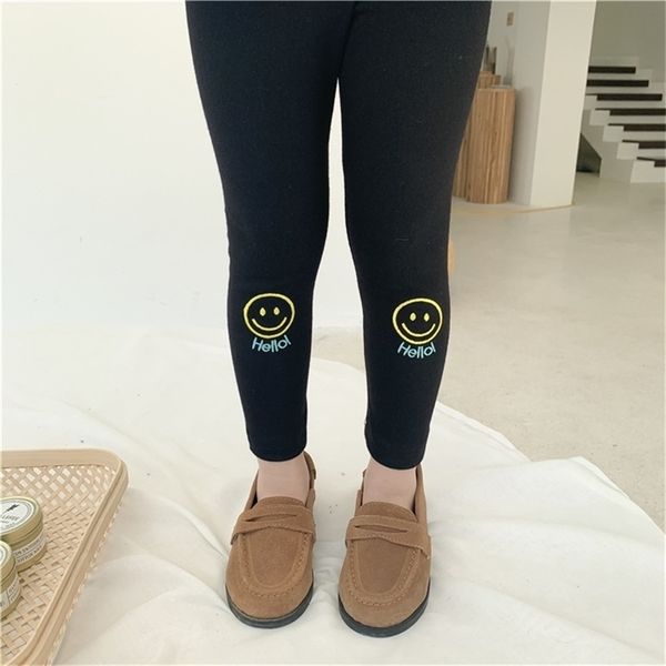 

spring arrival girls fashion caroon smile leggings kids cotton pants 210528, Blue