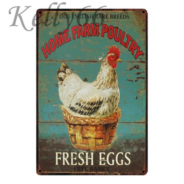 

fresh eggs farm poultry chicken vintage metal sign tin poster home decor bar wall art painting 20*30 cm size y-1442