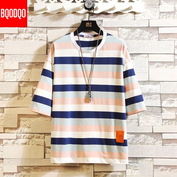 

men's t-shirts 5xl hip-hop t shirt for men fashion tshirts striped male tees casual japanese summer short sleeve oversized cotton styli, White;black