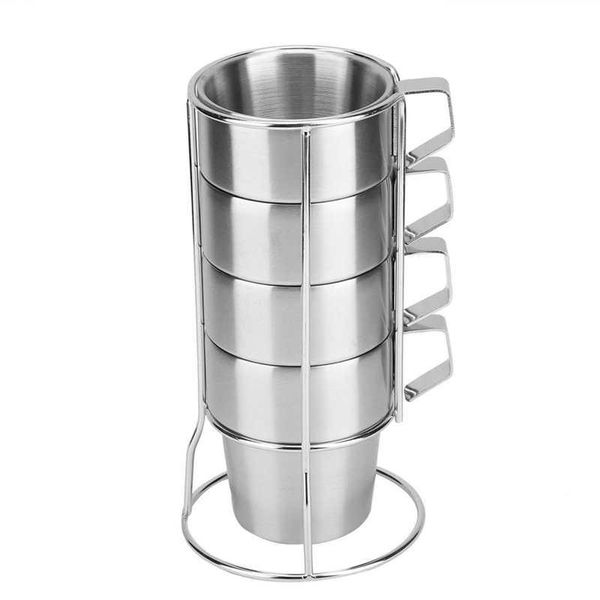 

mugs 4pcs stainless steel durable coffee tea cup mug with holder for home shop use
