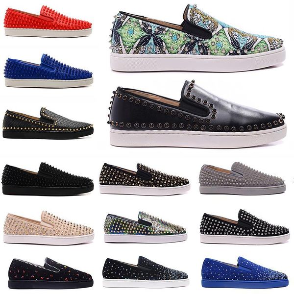 

suede arrival spikes flats quality new bottoms mens women shoes fashion 2021 luxury dress with studded loafers rivets casual leathe hsts, Black