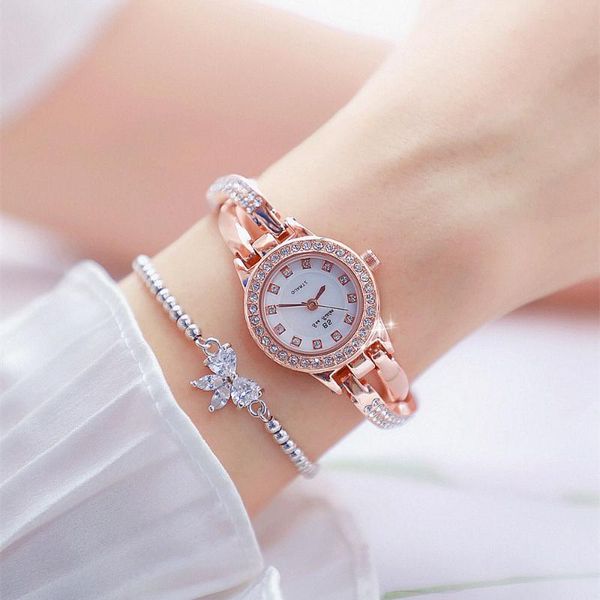 

women wrist watches gift for wife bling diamand luxury female watch bracelet stainless steel feminine gold fashion lady wristwatches, Slivery;brown
