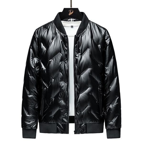 

2021 winter new youth lightweight baseball collar white short down jacket men's, Black