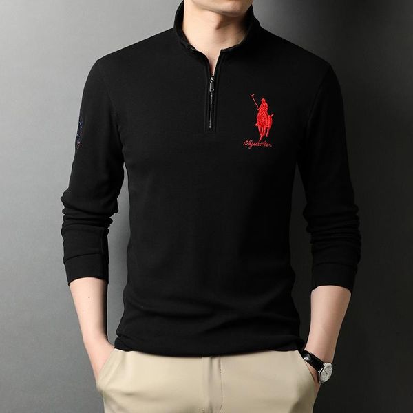 

men's polos grade 100% cotton designer shirt 2021 fashion brand korean striped casual long sleeve men clothing, White;black