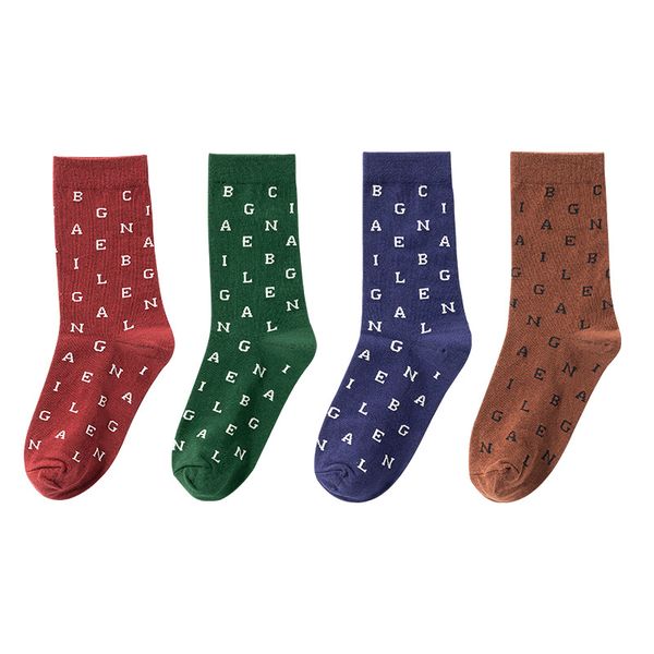 

22ss 4color designer letters embroidery print decorations socks british style winter brand comfortable casual sport knitted stocking, Black;white